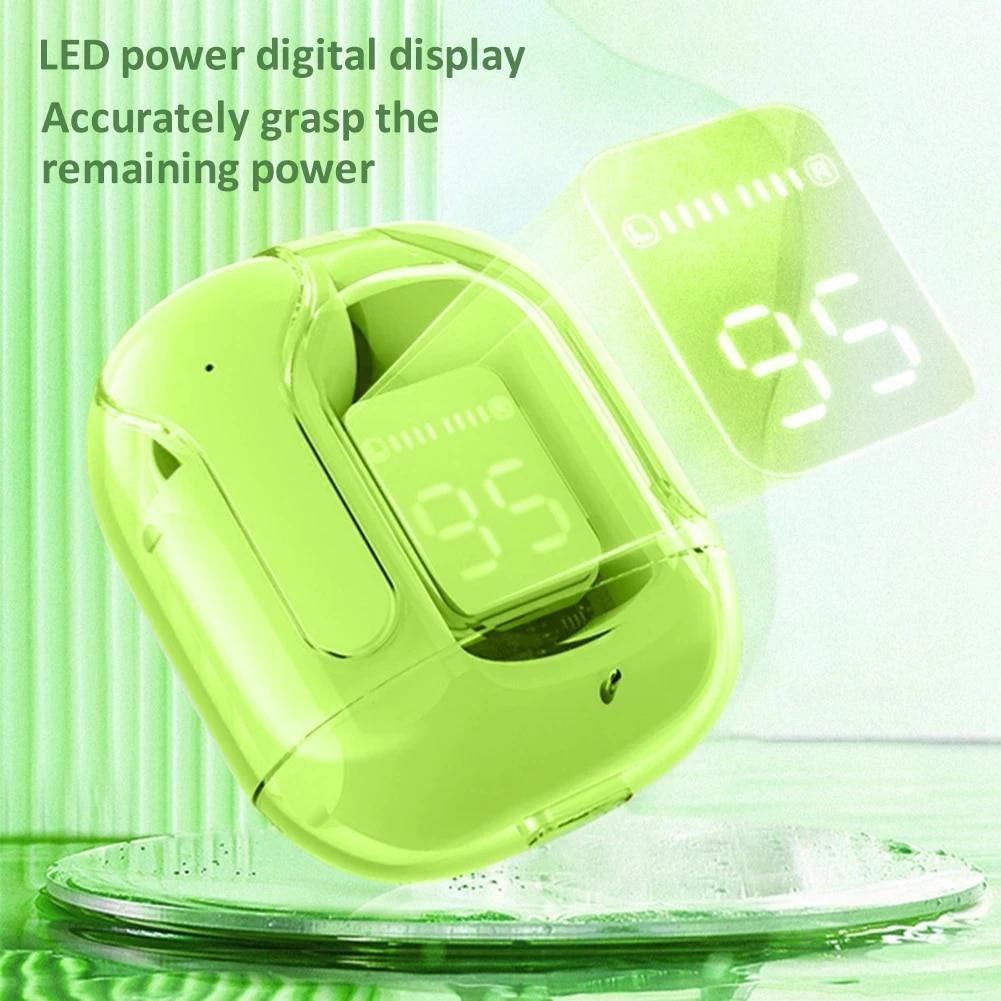 Air31 Wireless Headphones LED Power Digital Display Stereo Sound Bluetooth-compatible 5.3 Transparent Earphones for Sports Working